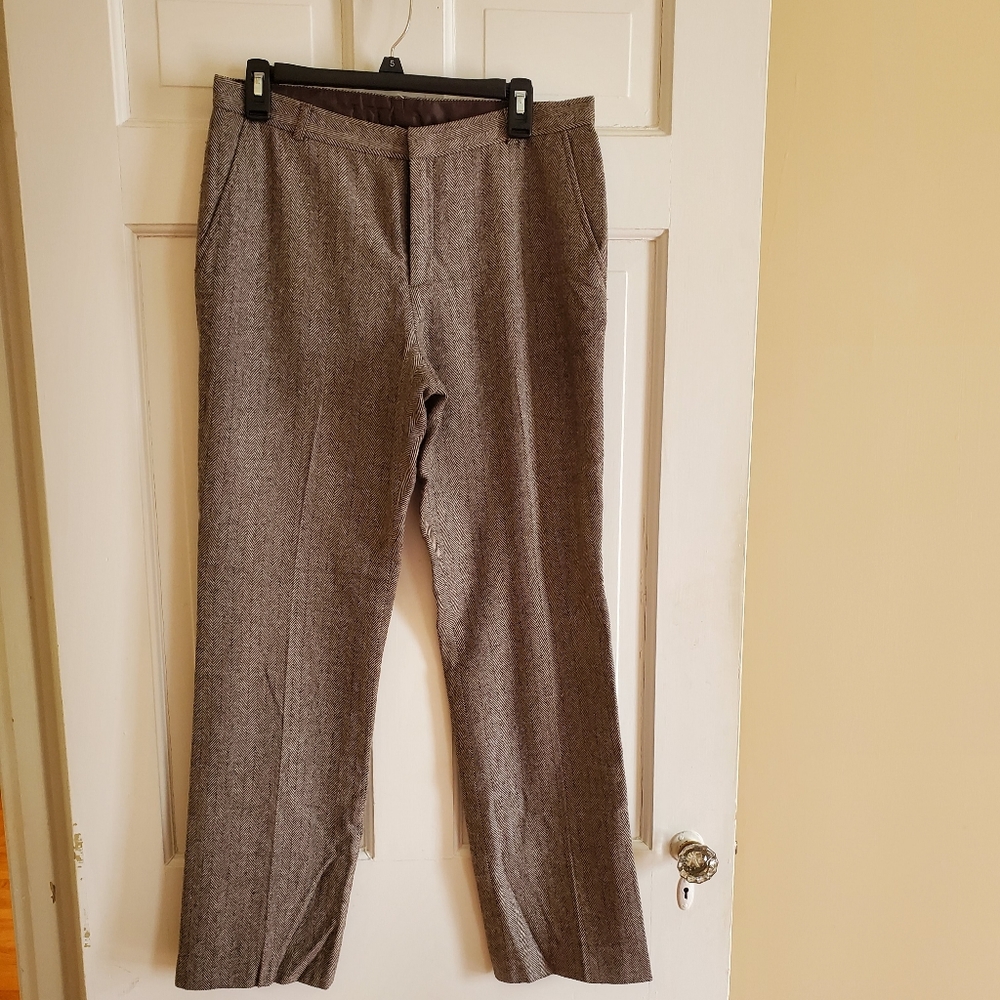 Brown and Cream Pants Herringbone Pattern (Fully Lined)